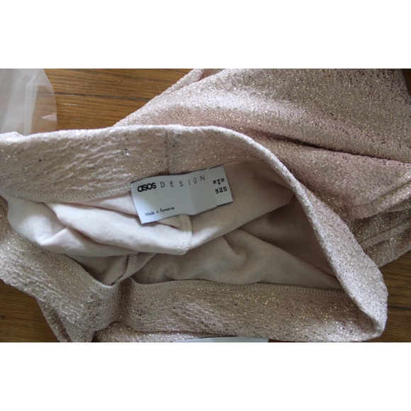 ASOS DESIGN NWT jersey shimmer suit kickflare pant in gold 12 US - Picture 6 of 7